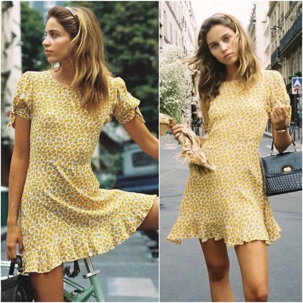 Revolve Faithfull The Brand Daphne Floral Print Mini Dress like new! Sz 6